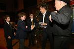 Anthony Horowitz presenting the prizes to the team that came second, Ermysted Grammar School