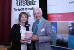 Compere Alec Williams with author Theresa Breslin