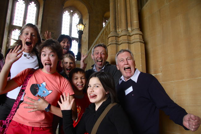 Wayne with the NZ team and Michael Rosen at Christ Church, Oxford